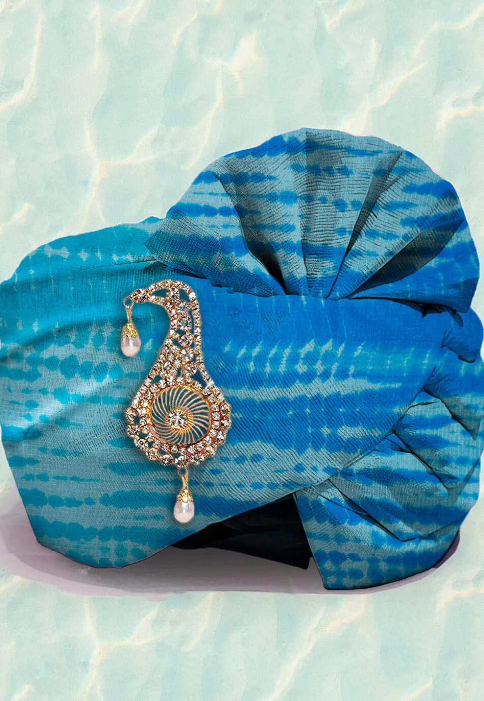 Marbel Printed Pure Kota Silk Kids Turban in Blue