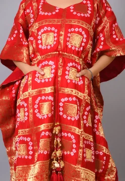 Maternity Art Silk Kaftan in Red