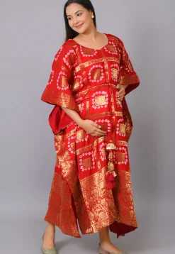 Maternity Art Silk Kaftan in Red