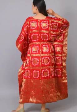 Maternity Art Silk Kaftan in Red