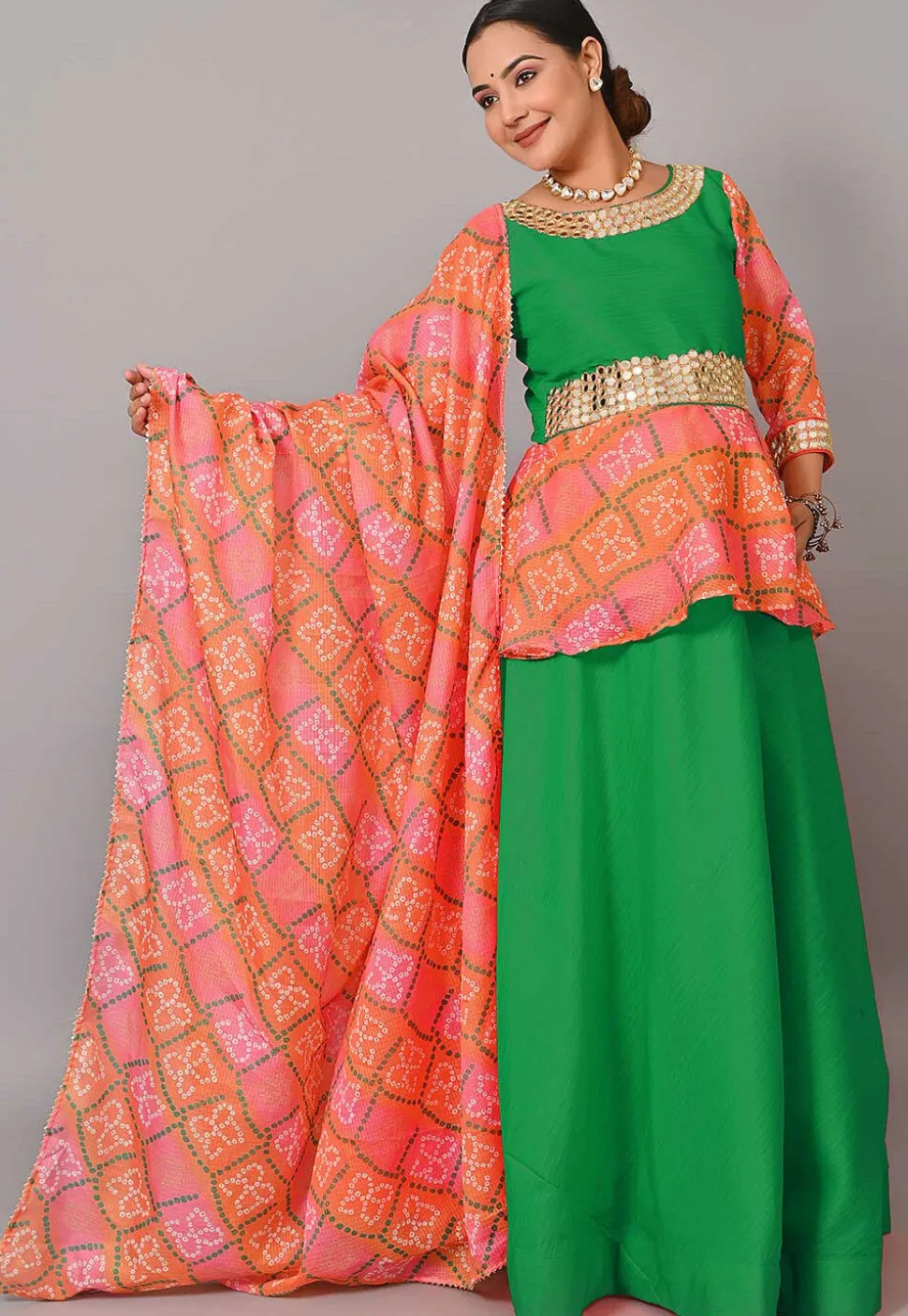 Maternity Art Silk Lehenga in Green