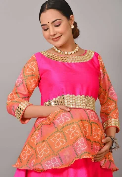 Maternity Art Silk Lehenga in Fuchsia