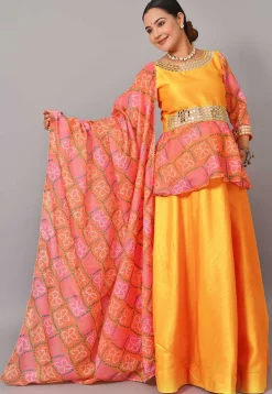 Maternity Art Silk Lehenga in Mustard