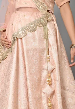 Maternity Brocade Lehenga in Peach