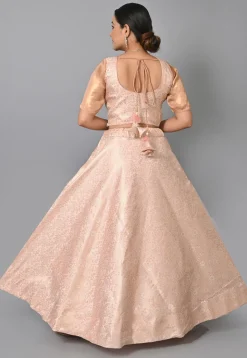 Maternity Brocade Lehenga in Peach