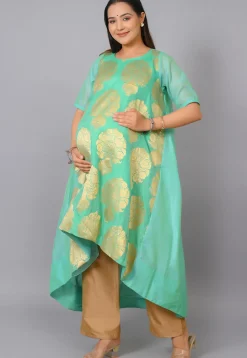 Maternity Brocade Pakistani Suit in Sea Green