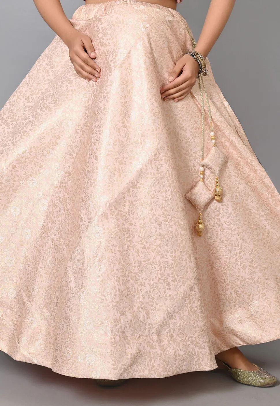 Maternity Brocade Skirt in Peach