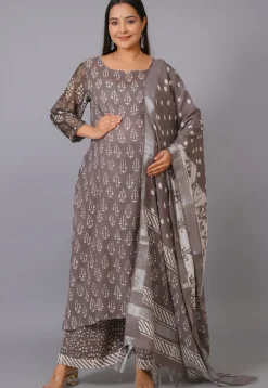 Maternity Cotton Pakistani Suit in Light Brown