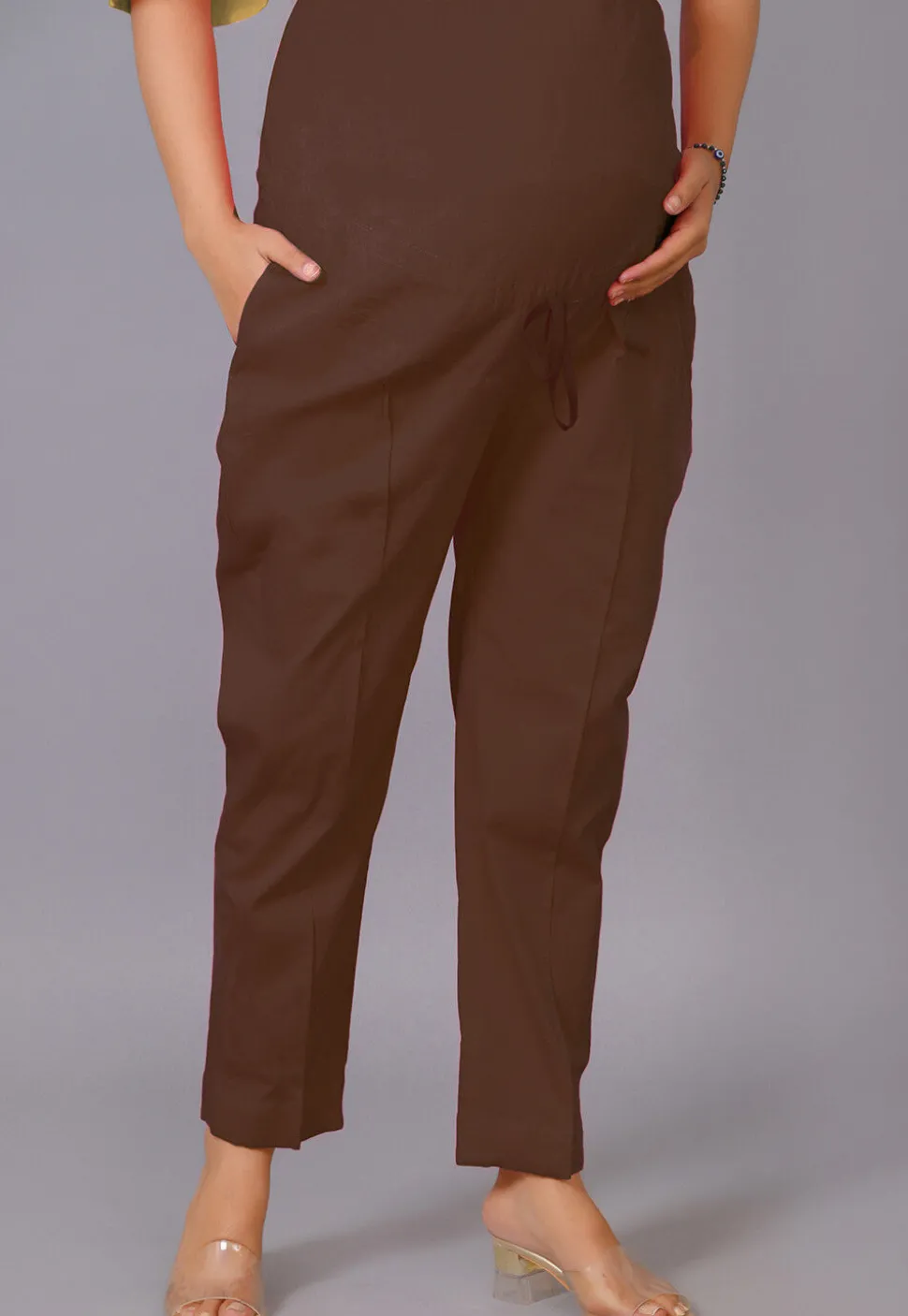 Maternity Cotton Pant in Brown