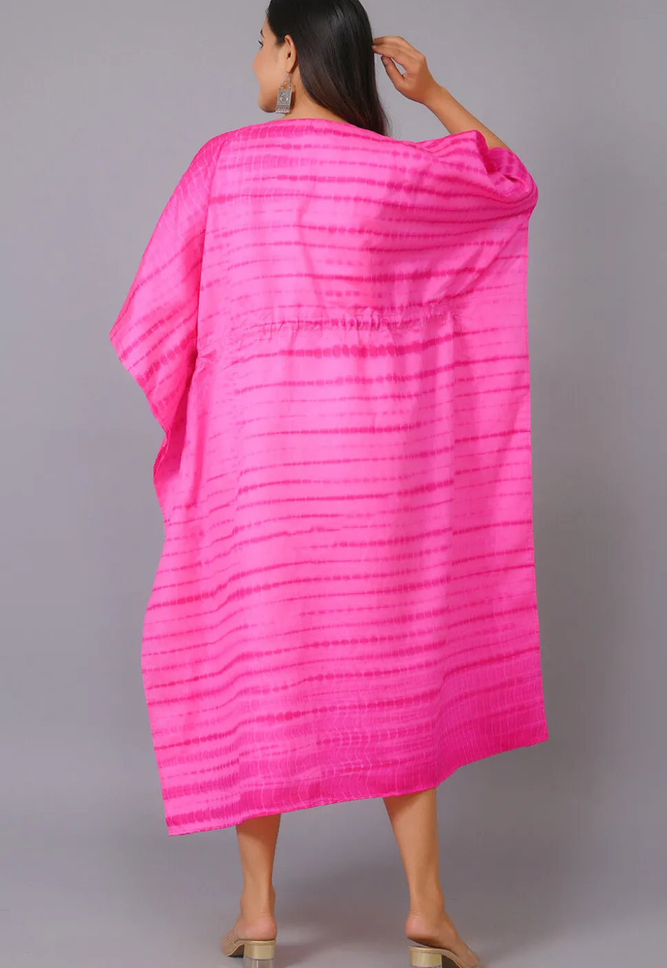 Maternity Pure Silk Kaftan in Shaded Pink