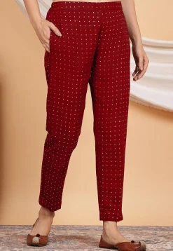 Mukesh Georgette Pant in Maroon