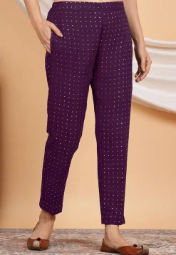 Mukesh Georgette Pant in Purple
