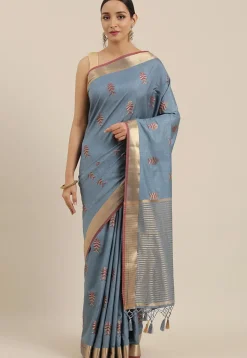 Mysore Silk Saree in Dusty Blue