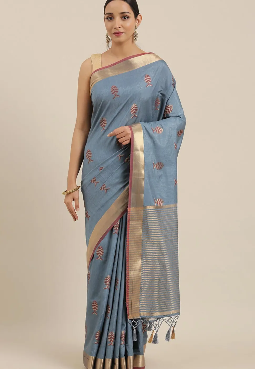 Mysore Silk Saree in Dusty Blue