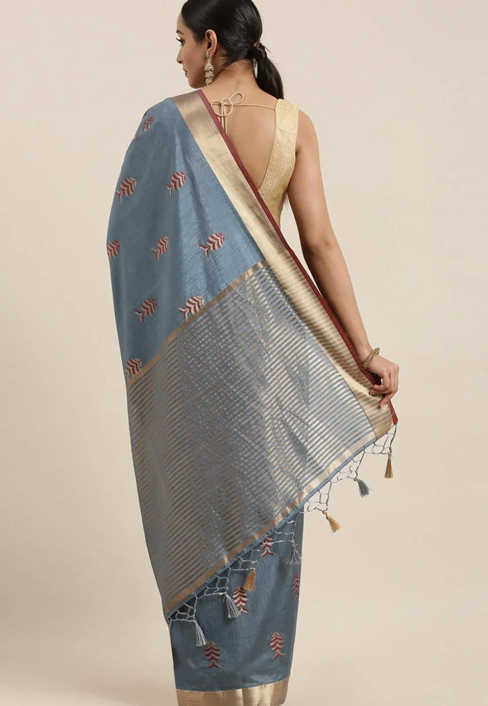 Mysore Silk Saree in Dusty Blue