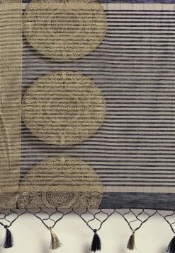 Mysore Tie N Dye Linen Silk Saree in Off White
