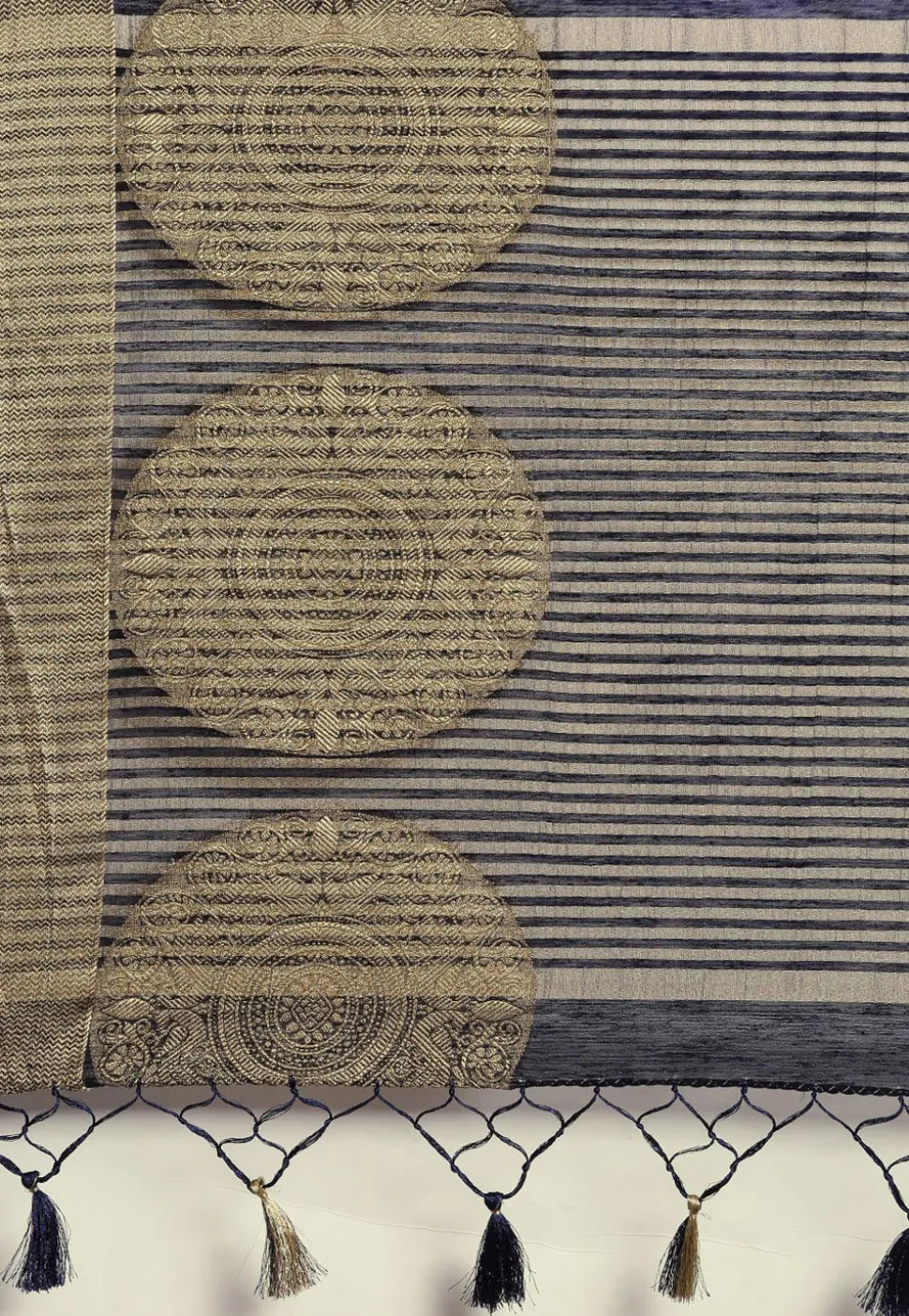 Mysore Tie N Dye Linen Silk Saree in Off White