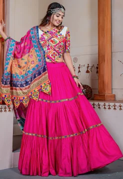 Navaratri Special Rayon Lehenga in Pink