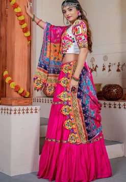 Navaratri Special Rayon Lehenga in Pink