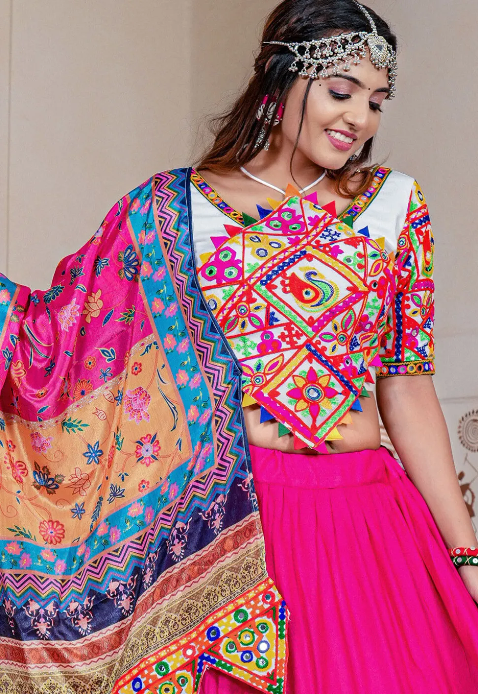 Navaratri Special Rayon Lehenga in Pink