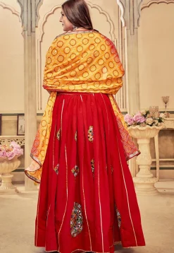 Navratri Kutch Cotton Silk Lehenga in Red