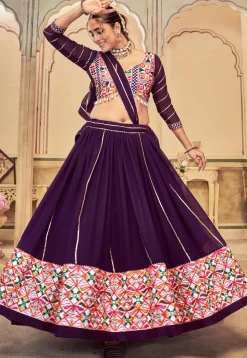 Navratri Kutch Georgette Lehenga in Purple