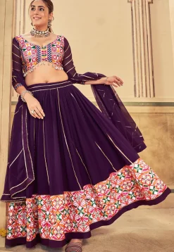 Navratri Kutch Georgette Lehenga in Purple