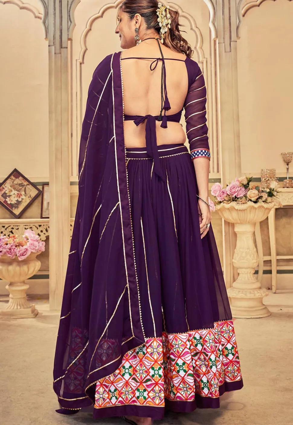 Navratri Kutch Georgette Lehenga in Purple