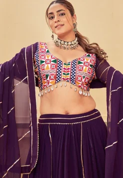 Navratri Kutch Georgette Lehenga in Purple
