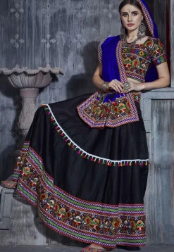 Navratri Special Art Silk Lehenga in Black