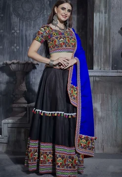 Navratri Special Art Silk Lehenga in Black