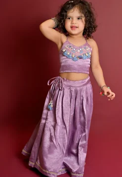 Navratri Special Art Silk Lehenga in Light Purple