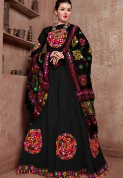 Navratri Special Art Silk Lehenga in Black