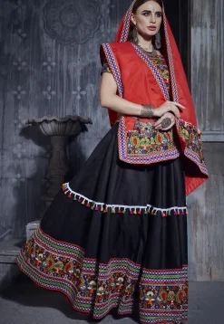 Navratri Special Art Silk Lehenga in Black