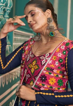 Navratri Special Art Silk Lehenga in Multicolor