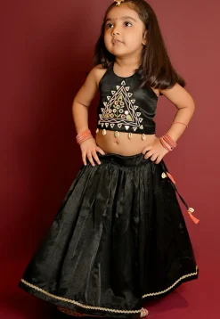 Navratri Special Art Silk Lehenga in Black