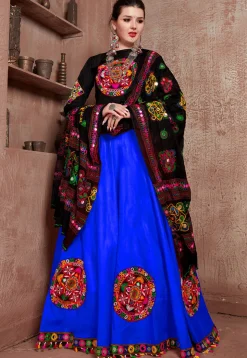 Navratri Special Art Silk Lehenga in Royal Blue