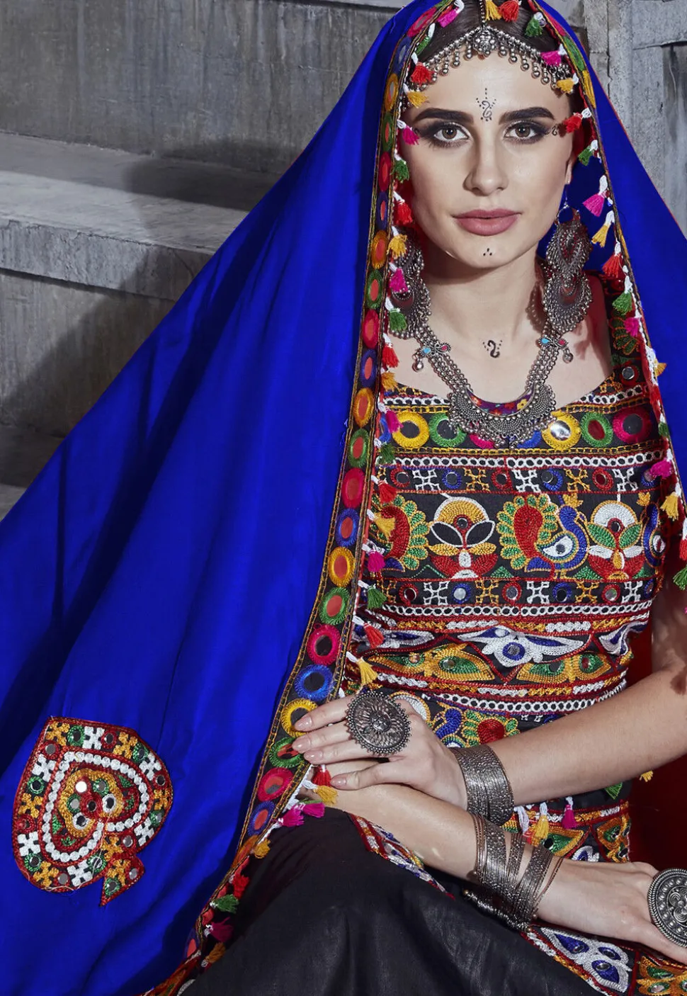 Navratri Special Art Silk Lehenga in Black