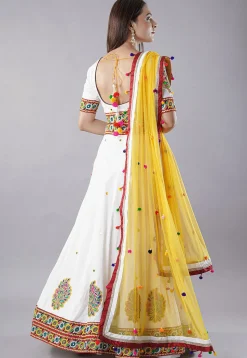 Navratri Special Cotton Lehenga in White
