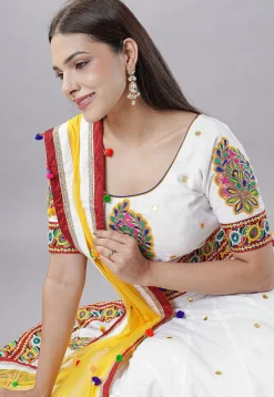 Navratri Special Cotton Lehenga in White