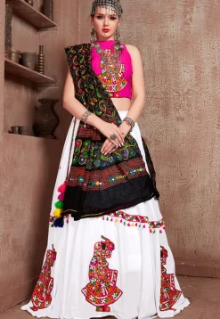 Navratri Special Cotton Lehenga in Off White