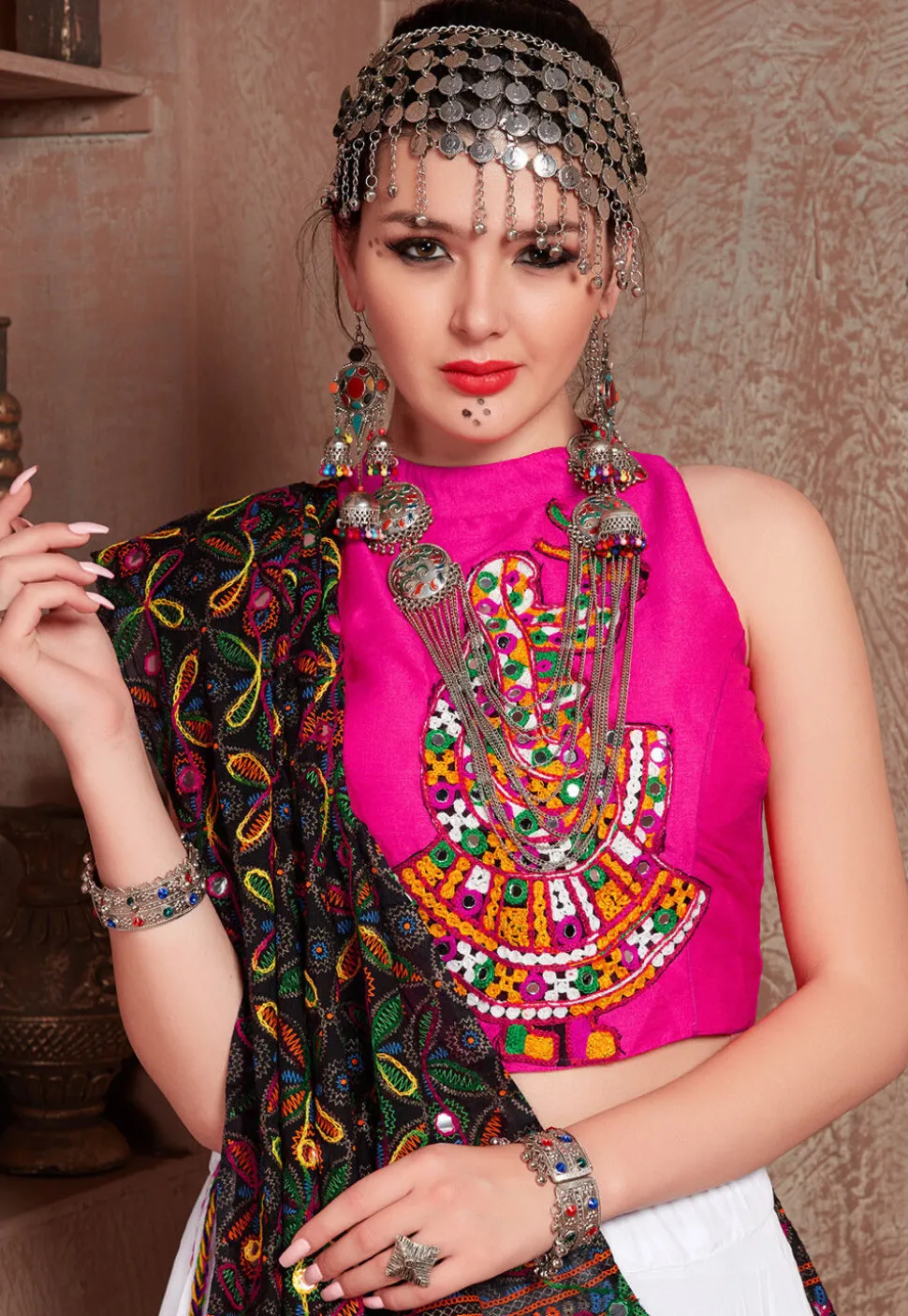 Navratri Special Cotton Lehenga in Off White