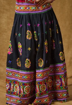 Navratri Special Cotton Rayon Skirt in Navy Blue