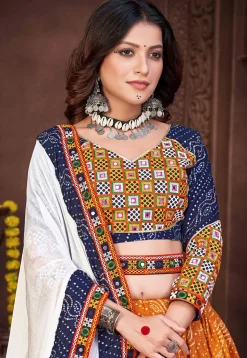Navratri Special Cotton silk Lehenga in Mustard