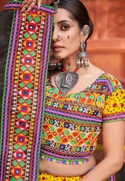 Navratri Special Cotton Silk Lehenga in Mustard
