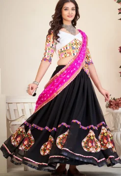 Navratri Special Georgette Lehenga in Black