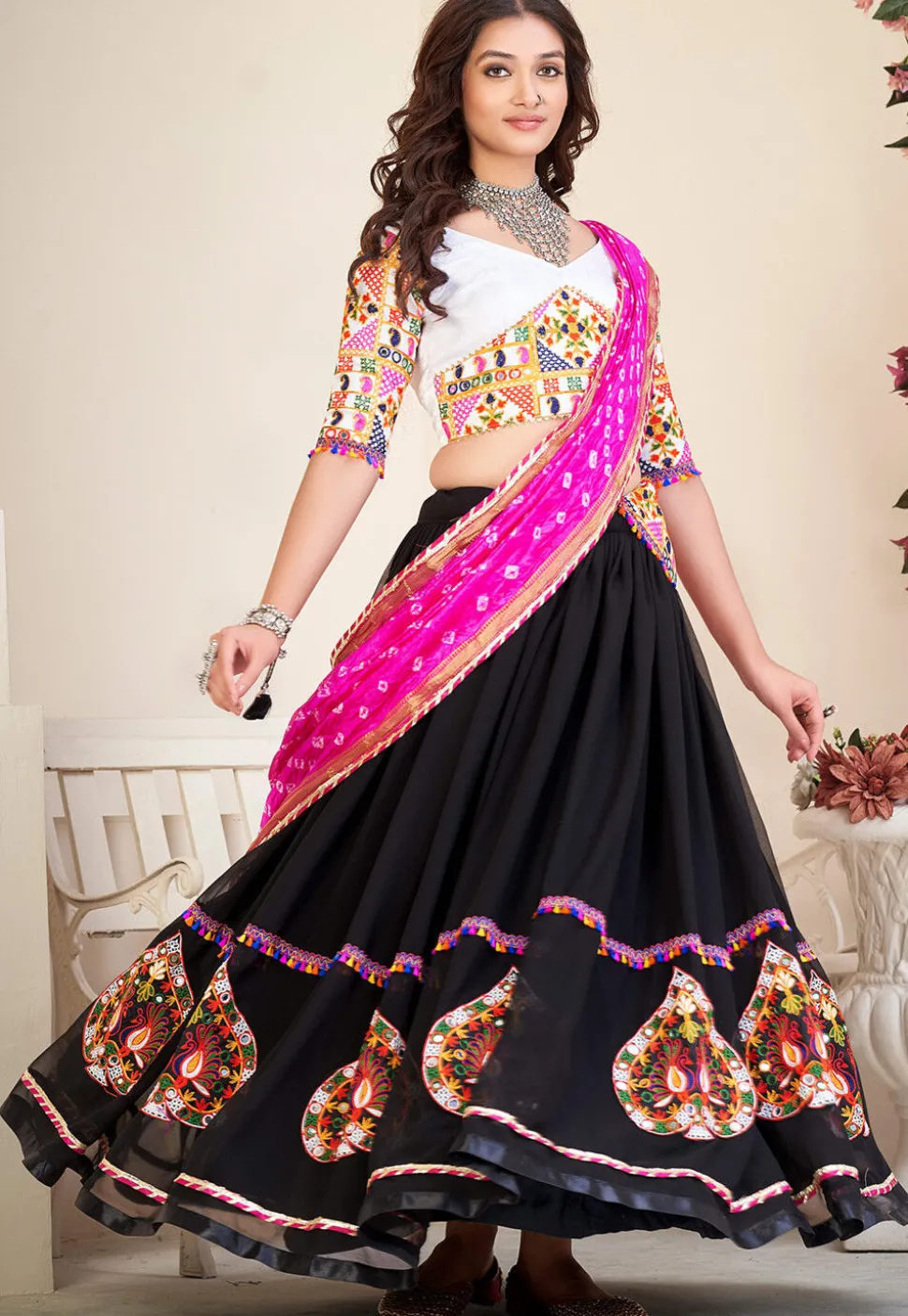 Navratri Special Georgette Lehenga in Black