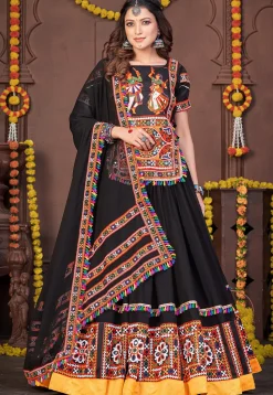Navratri Special Georgette Lehenga in Black