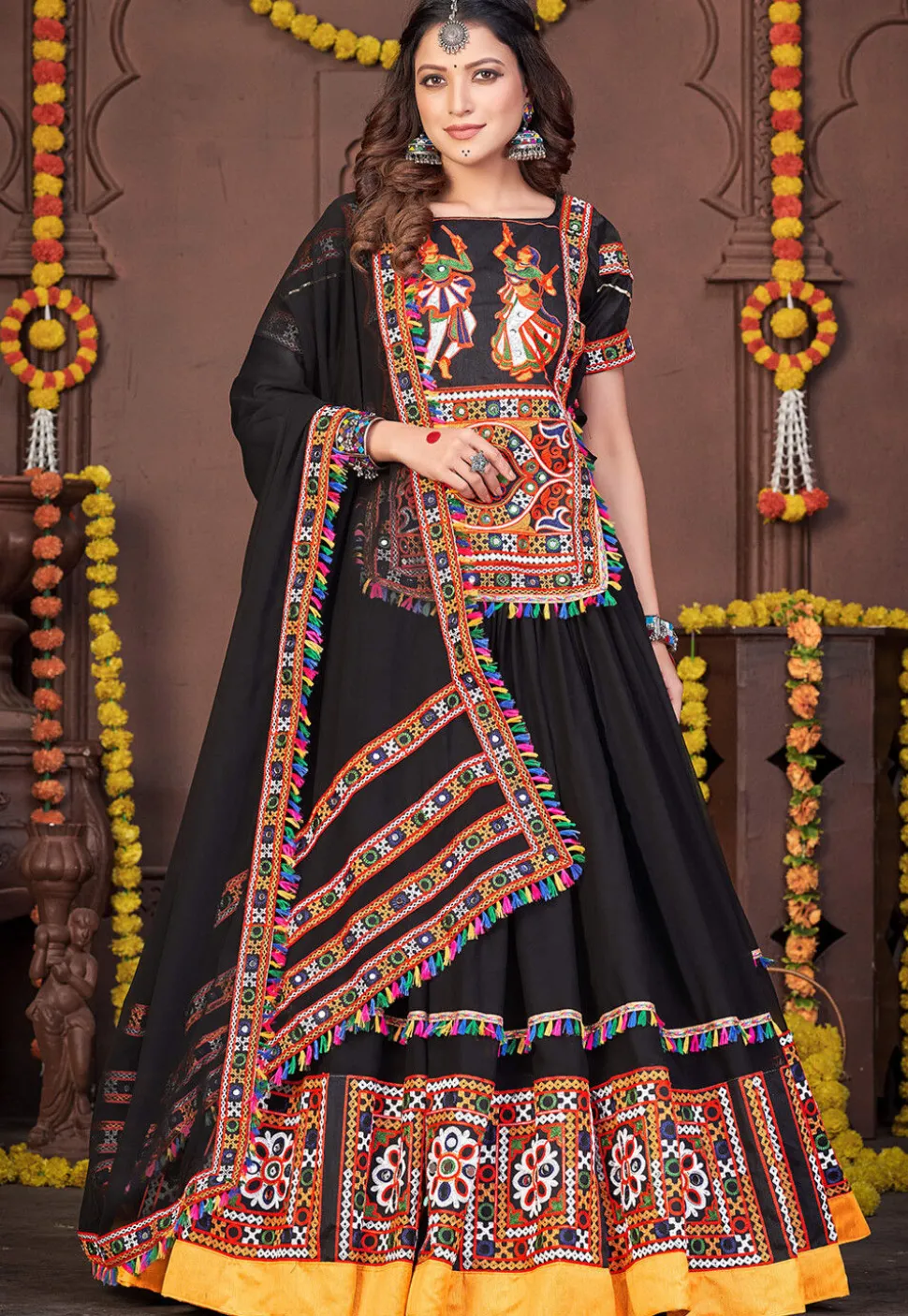 Navratri Special Georgette Lehenga in Black