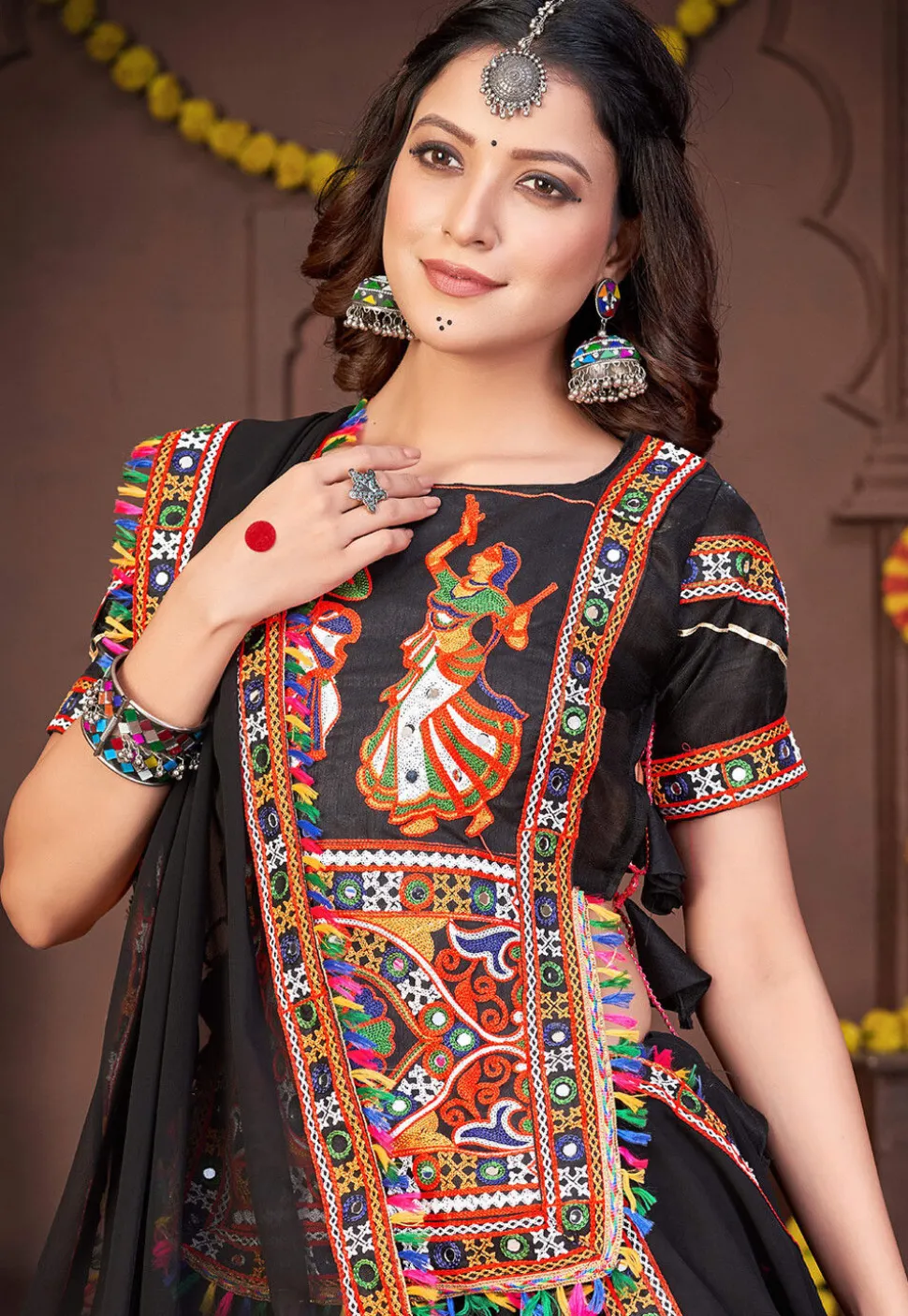 Navratri Special Georgette Lehenga in Black
